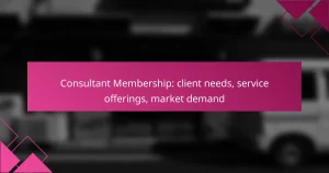Consultant Membership: client needs, service offerings, market demand