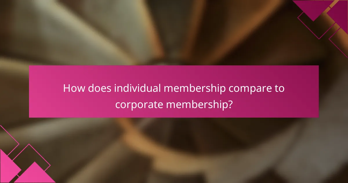 How does individual membership compare to corporate membership?