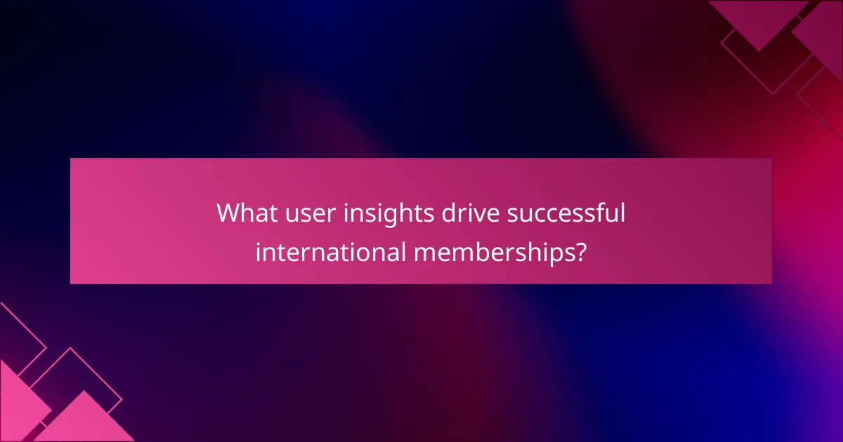 What user insights drive successful international memberships?